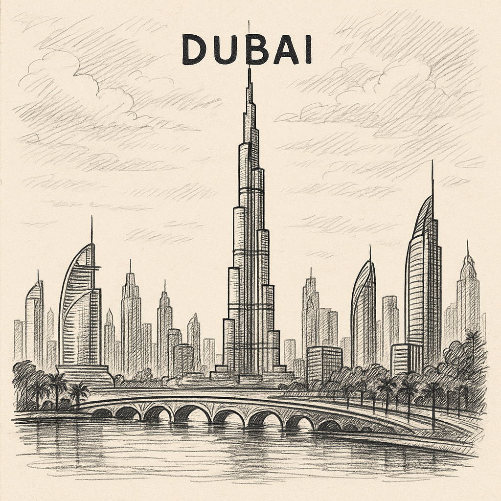 Dubai skyline sketch