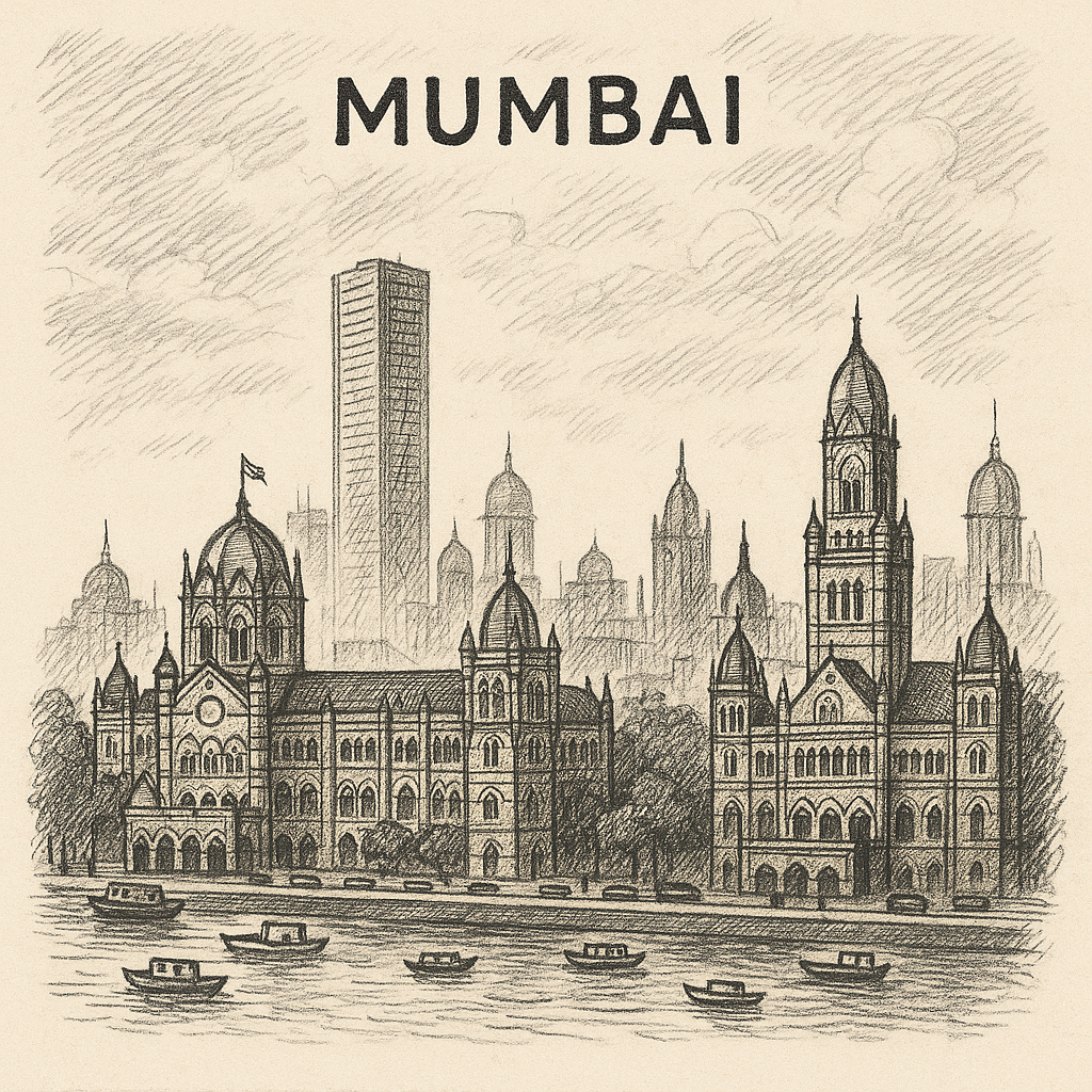 Mumbai skyline sketch